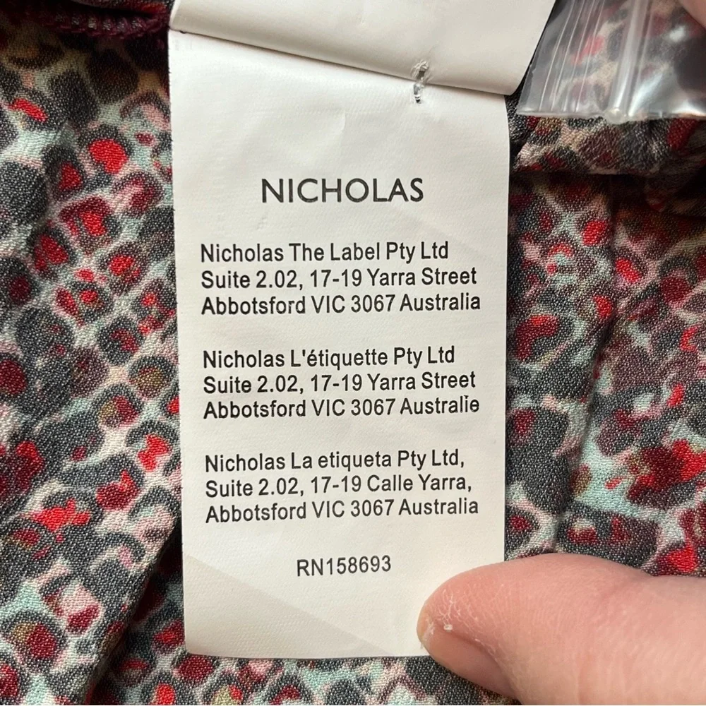 NICHOLAS Eleanor‎ Cross Neck Keyhole Gathered Printed Midi Dress SZ 10 NEW *FLAW - Picture 6 of 16